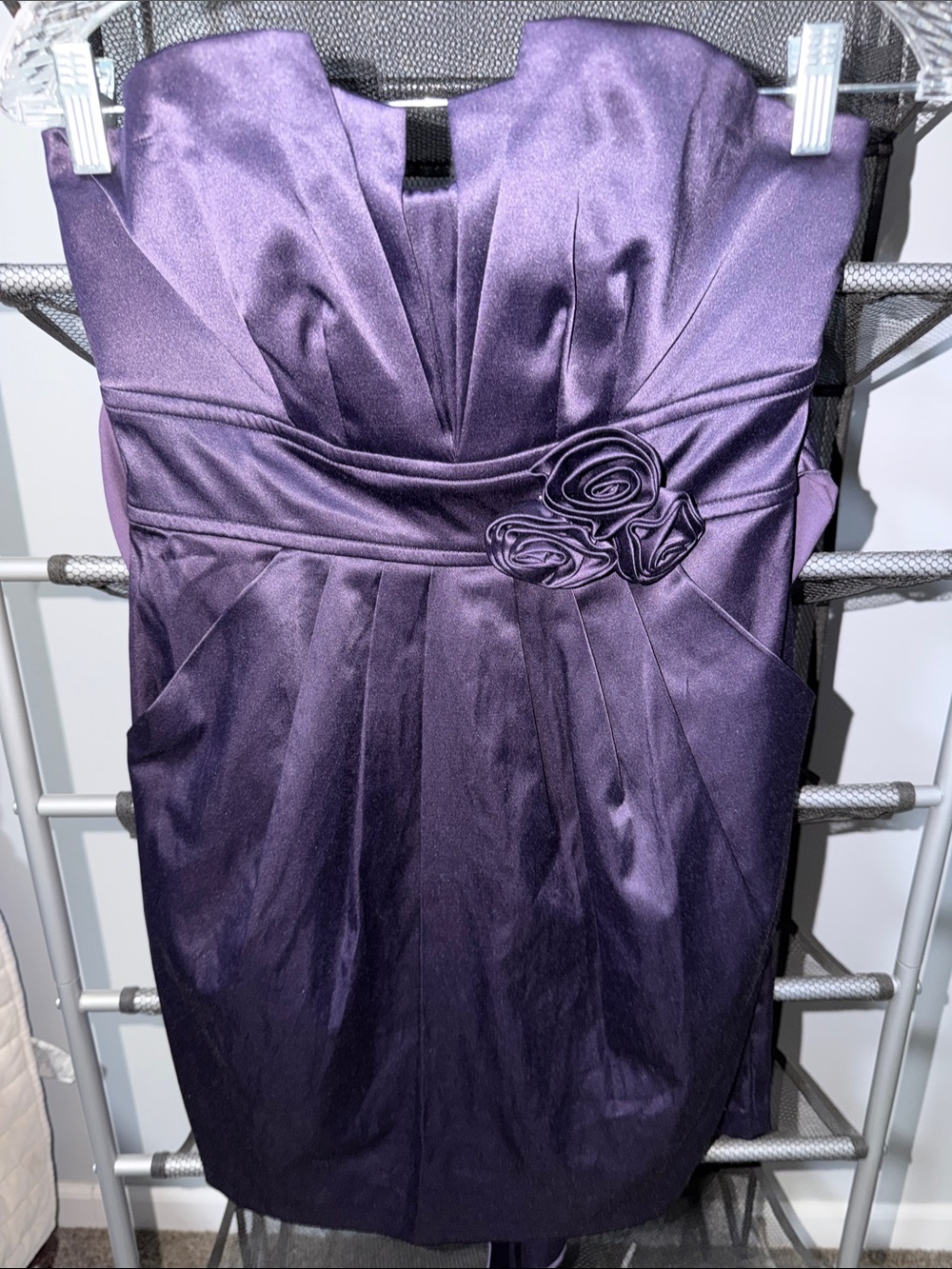 Wishes Wishes Wishes Strapless Deep Purple Cocktail Dress with Rosette